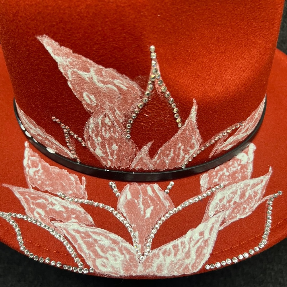 BEAUTIFU Hand  painted  Hat with beads